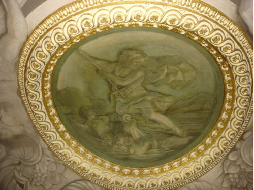 Galerie Mazarine : médaillon de Neptune peint par Giovanni Francesco Romanelli et son atelier Galerie Mazarine : médaillon de Neptune peint par Giovanni Francesco Romanelli et son atelier