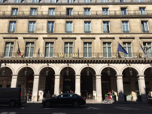 Le Westin Paris Vendôme, ex l'Hôtel Continental : la façade sur la rue de Castiglione
