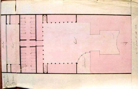 L'hôtel de Maillebois : plan du début du XIXe siècle. On voit très bien sur la gauche l'ancien logis reconstruit à usage d'écuries et remises