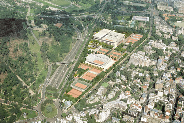 Le nouveau stade Roland-Garros : vue aérienne